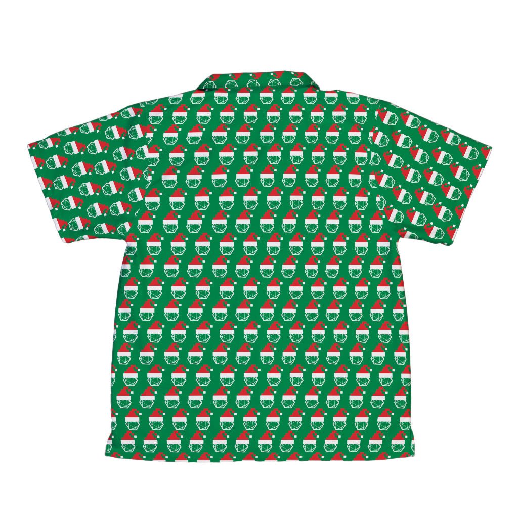 Pixel Santa Hats Dice Youth Hawaiian Shirt Geek Nerd Christmas Print Design by Heather Davenport q4