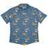 Pizza Rats Blue Button Up Shirt Flat Front