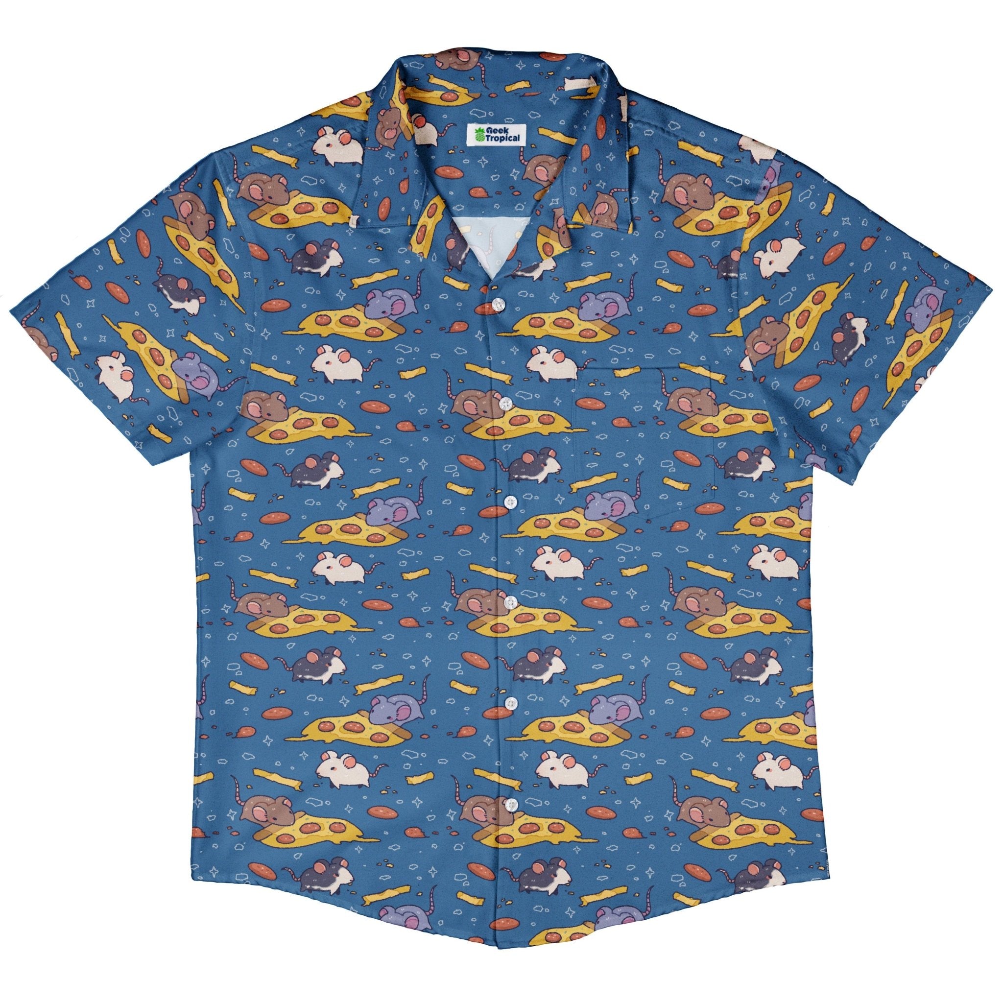 Pizza Rats Blue Button Up Shirt 5