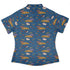 Pizza Rats Blue Curvy Button Up Shirt womens back