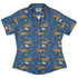 Pizza Rats Blue Curvy Button Up Shirt womens front