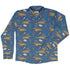 Pizza Rats Blue Long Sleeve Button Up Shirt front