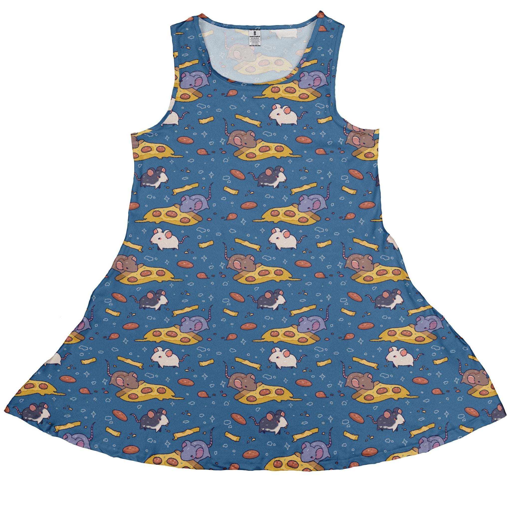 Pizza Rats Blue Sleeveless Dress 1