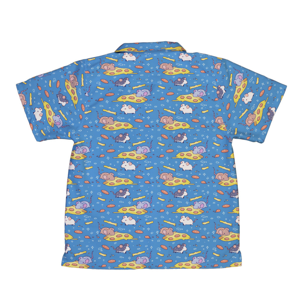 Pizza Rats Blue Youth Hawaiian Shirt Back