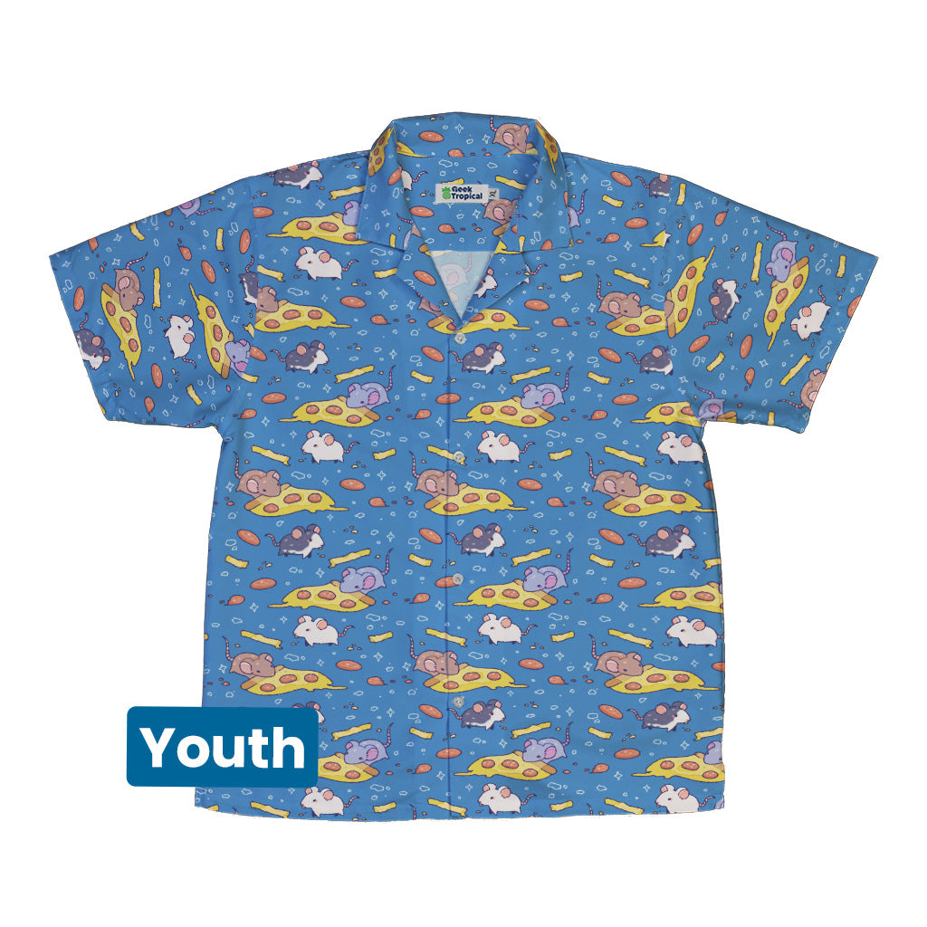 Pizza Rats Blue Youth Hawaiian Shirt Front