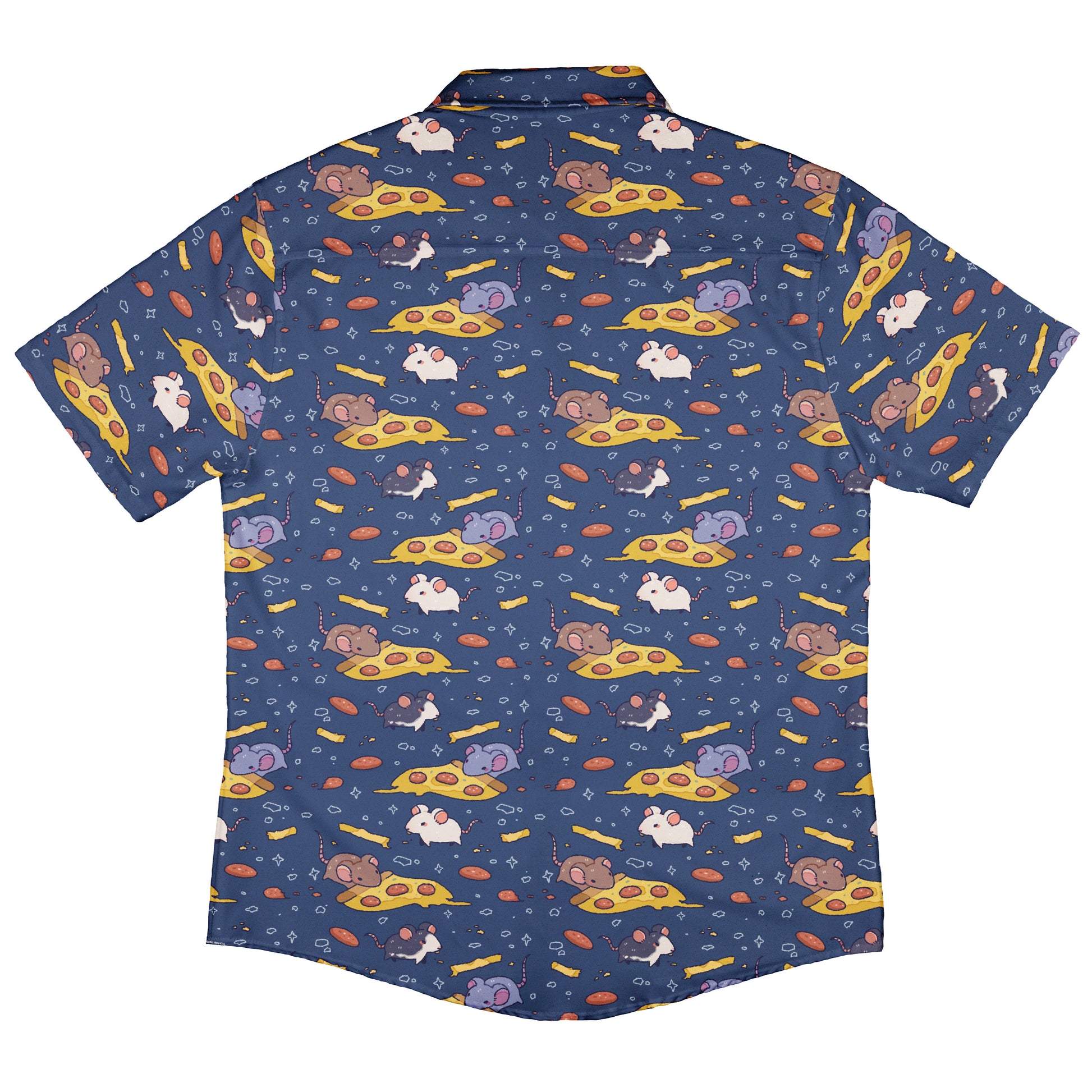 Pizza Rats Dark Blue Button Up Shirt Back