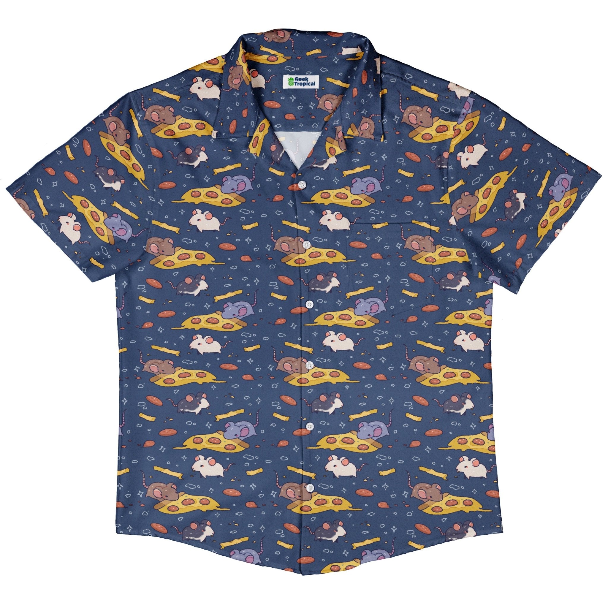 Pizza Rats Dark Blue Button Up Shirt 5