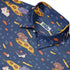 Pizza Rats Dark Blue Button Up Shirt Neck