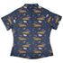 Pizza Rats Dark Blue Curvy Button Up Shirt womens back