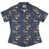 Pizza Rats Dark Blue Curvy Button Up Shirt womens front