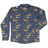 Pizza Rats Dark Blue Long Sleeve Button Up Shirt front