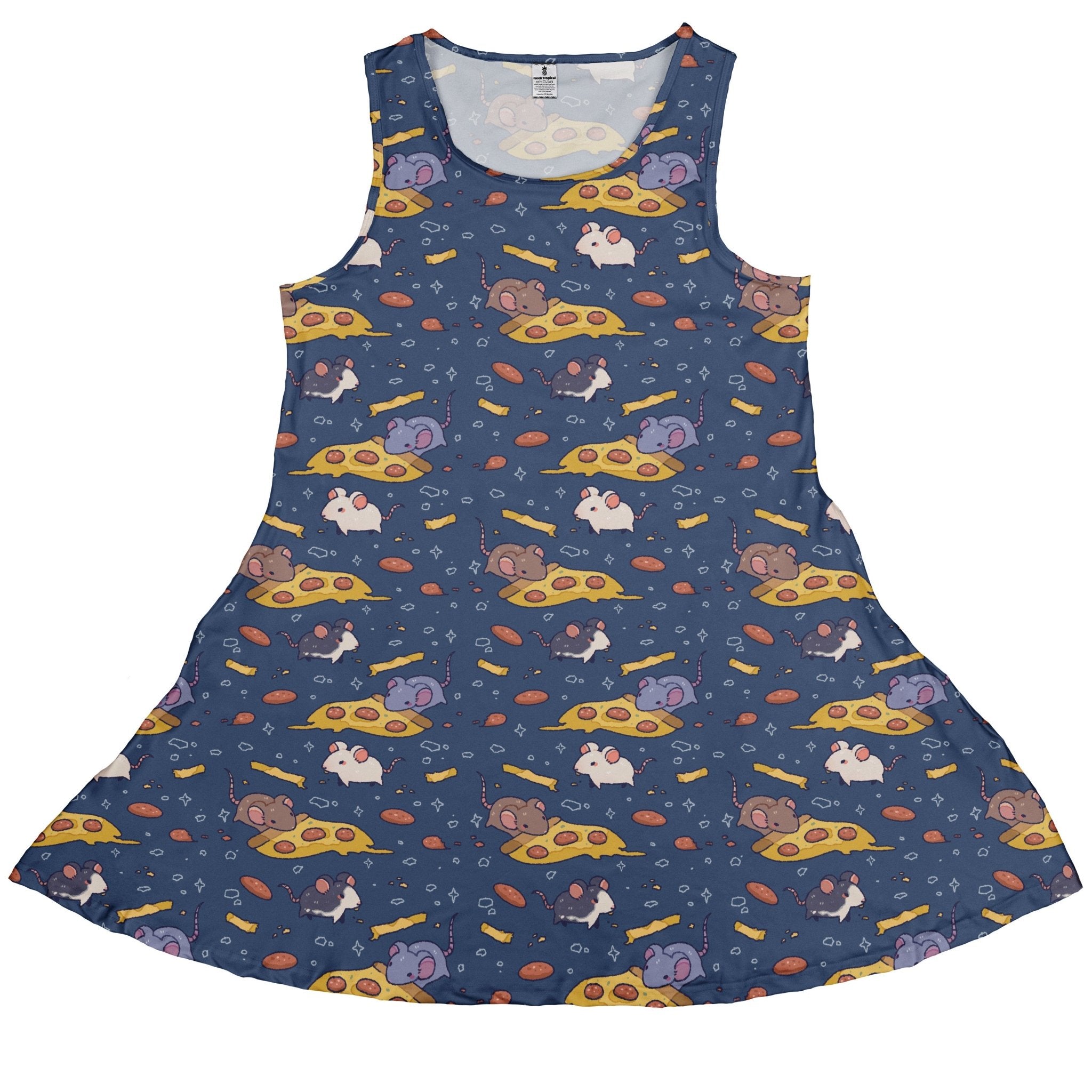 Pizza Rats Dark Blue Sleeveless Dress 1