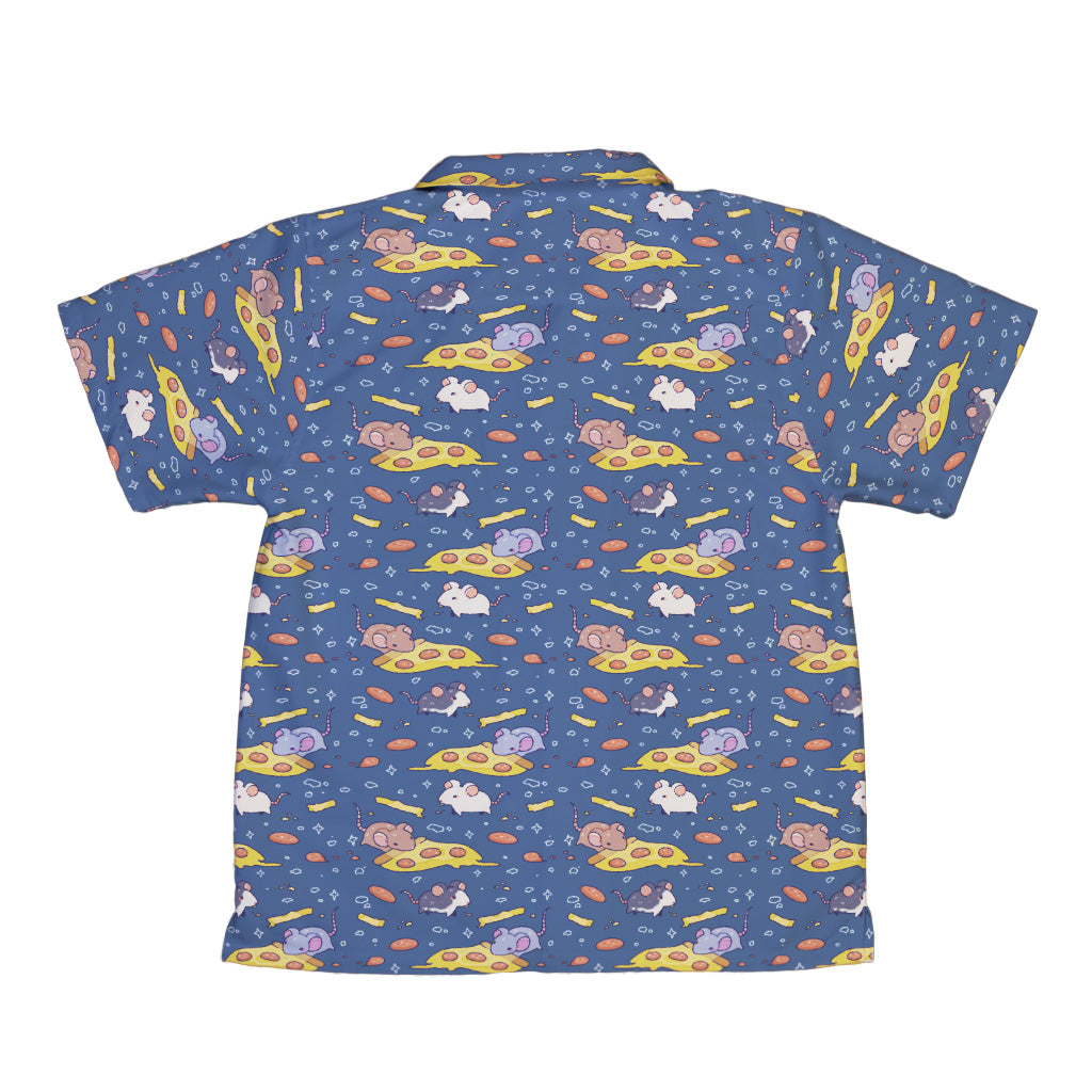Pizza Rats Dark Blue Youth Hawaiian Shirt Back