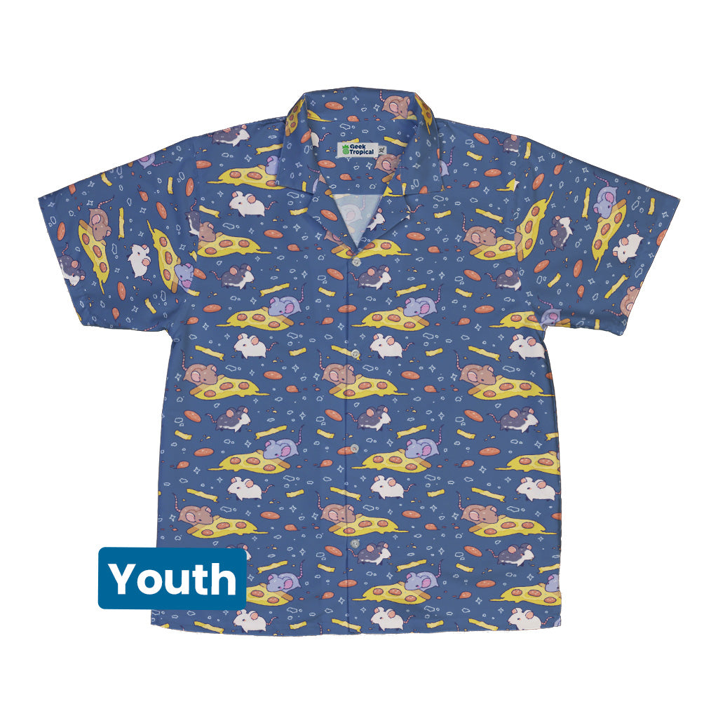 Pizza Rats Dark Blue Youth Hawaiian Shirt Front