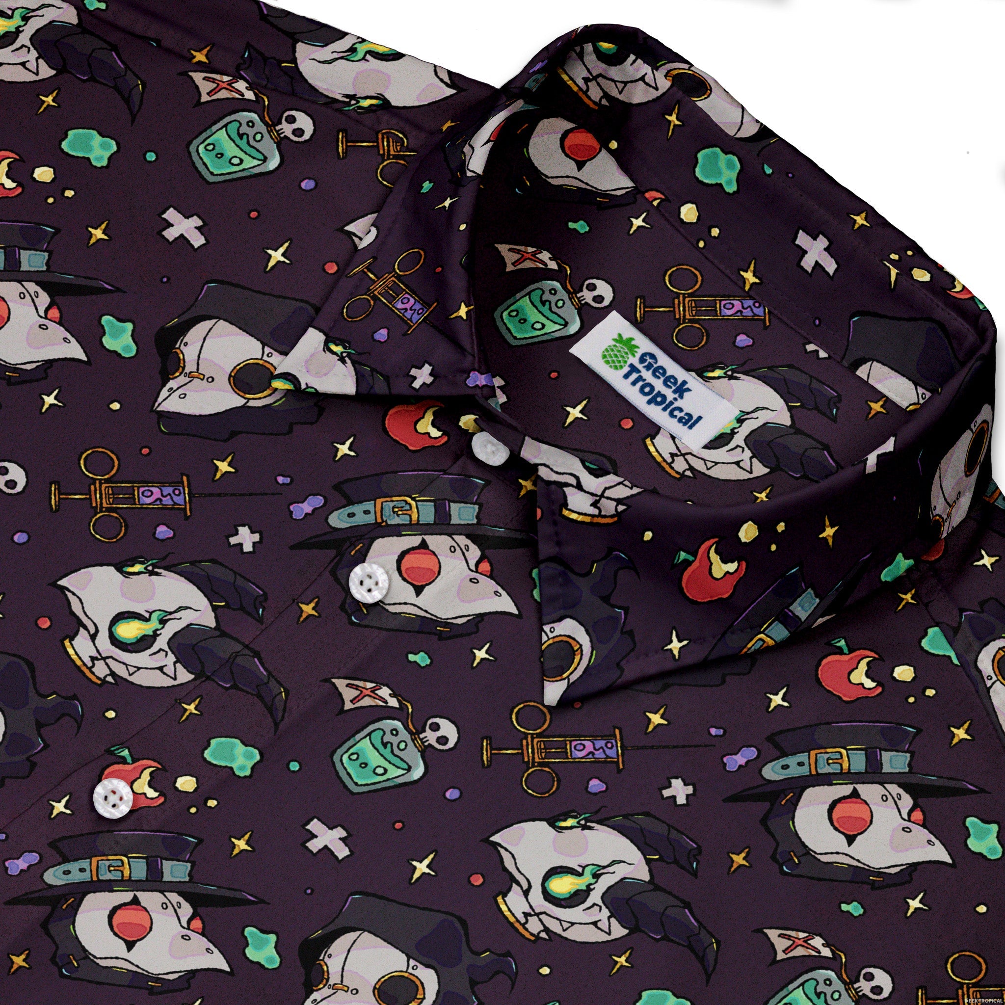 Plague Doctor Purple Button Up Shirt Geek Nerd adult sizing halloween q4