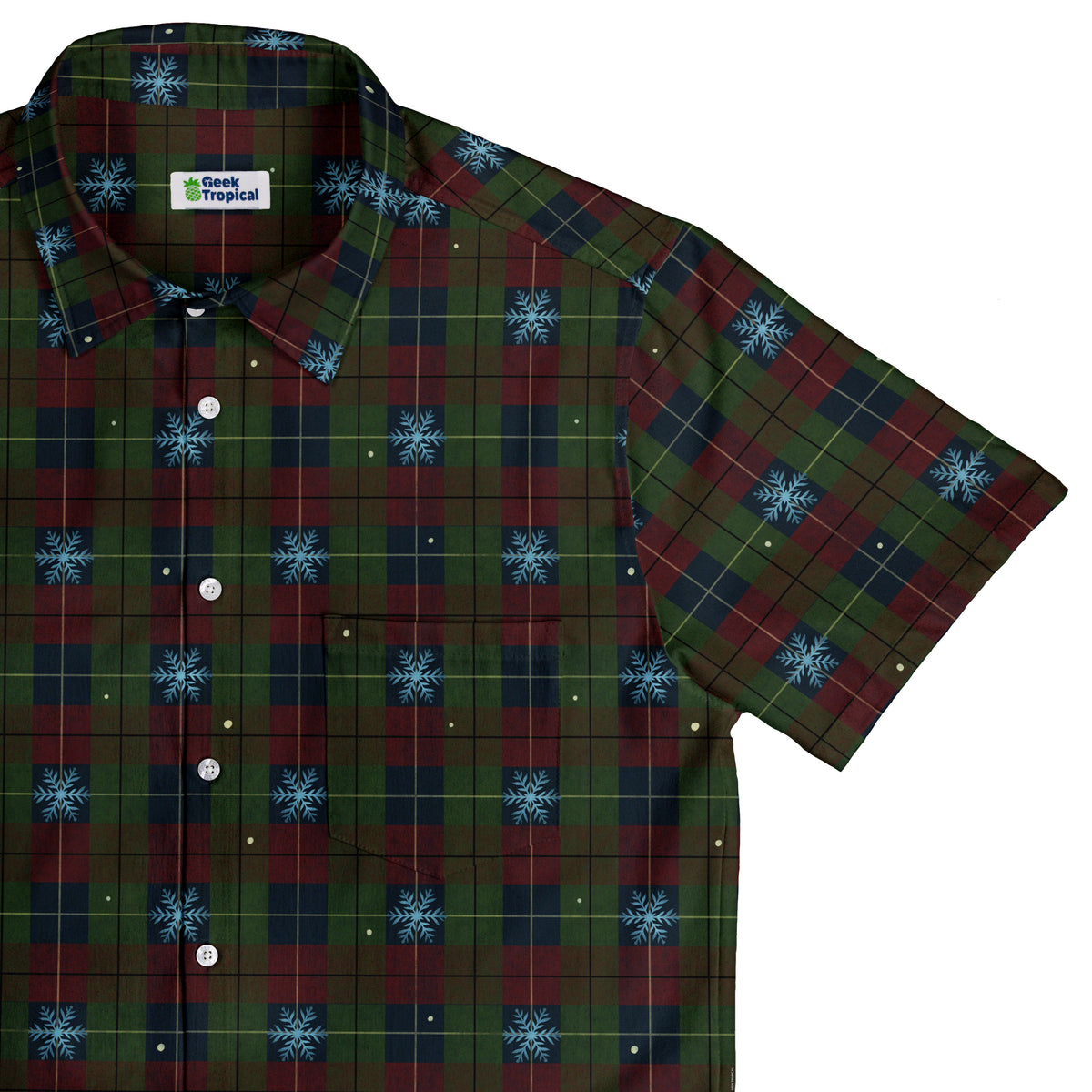 Plaid About Christmas Button Up Shirt Top Corner