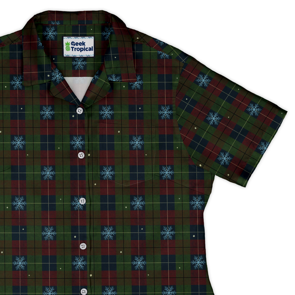 Plaid About Christmas Curvy Button Up Shirt womens top right
