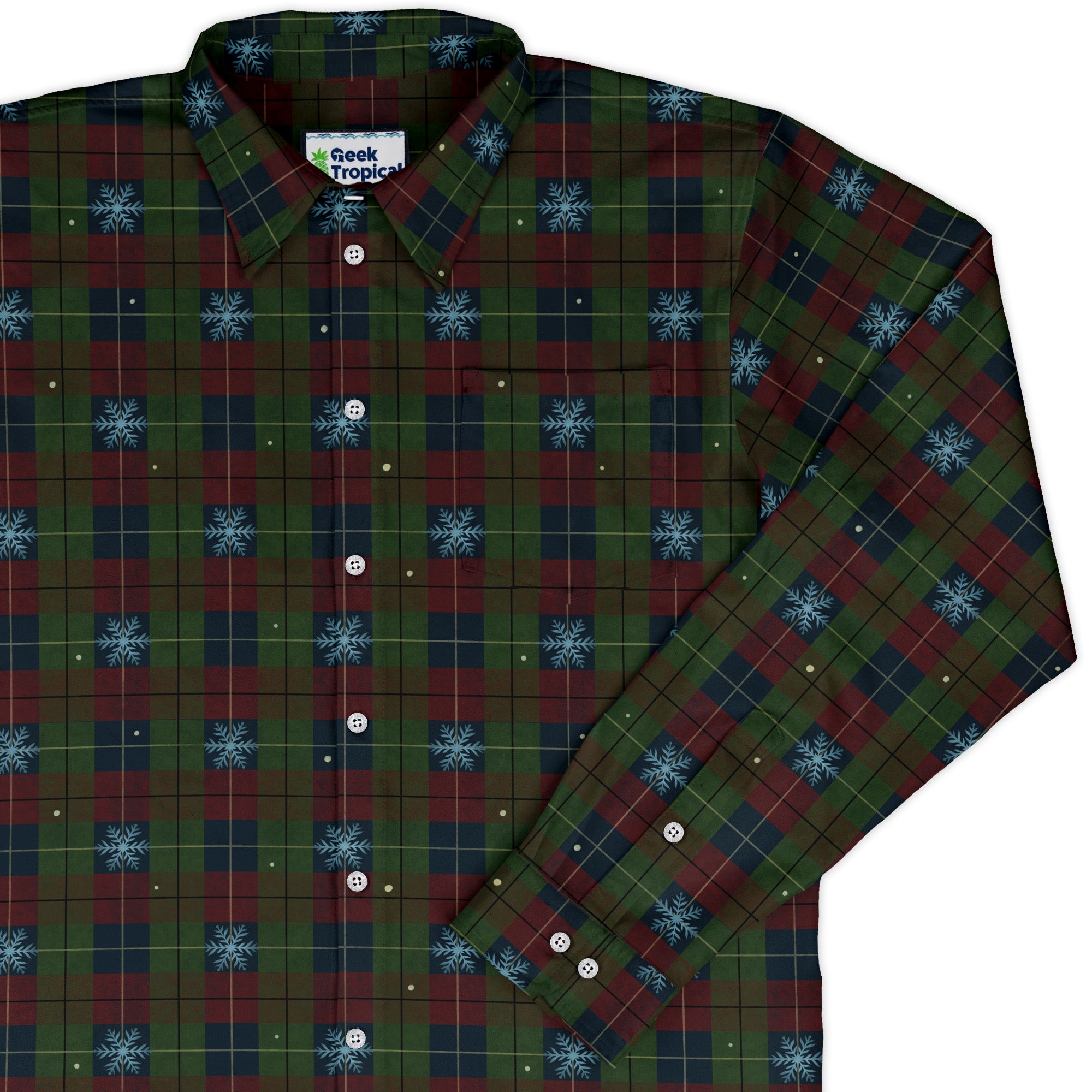 Plaid About Christmas Long Sleeve Button Up Shirt cover