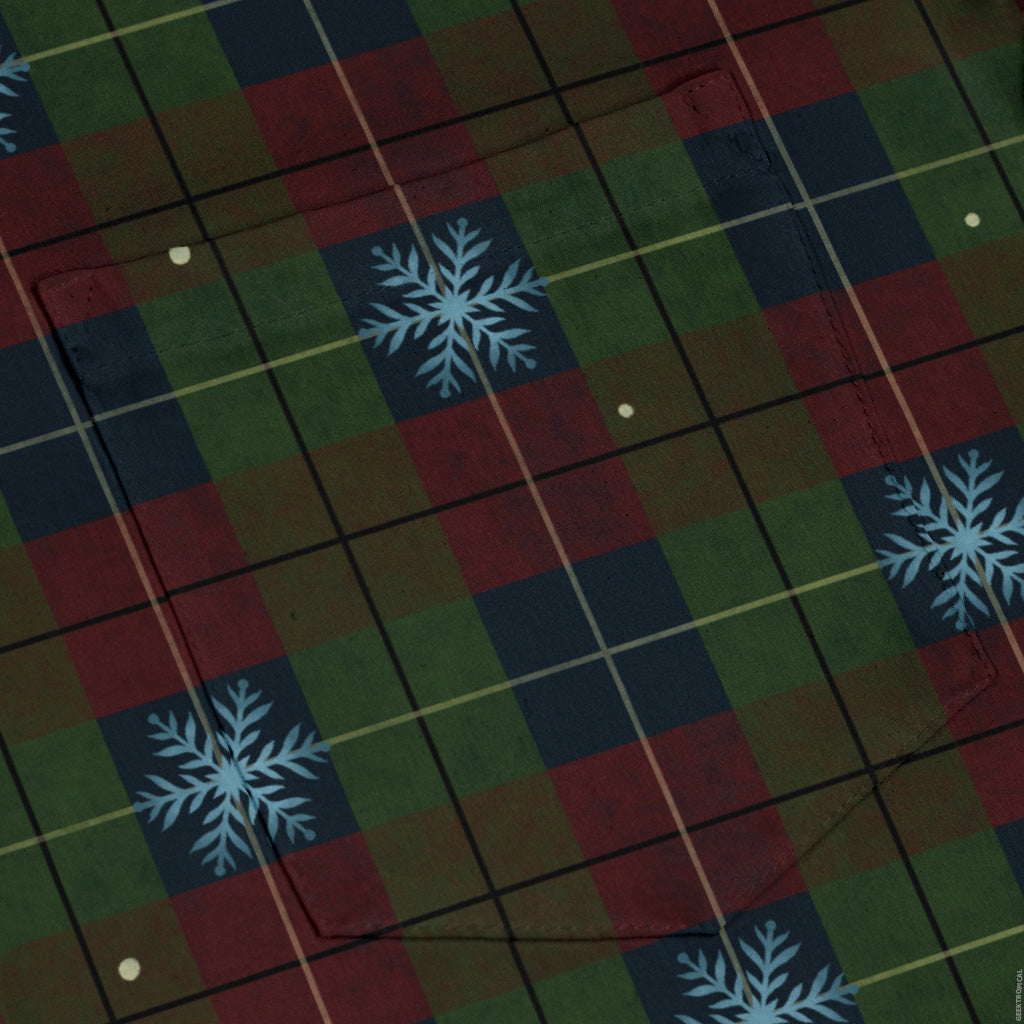 Plaid About Christmas Long Sleeve Button Up Shirt pocket