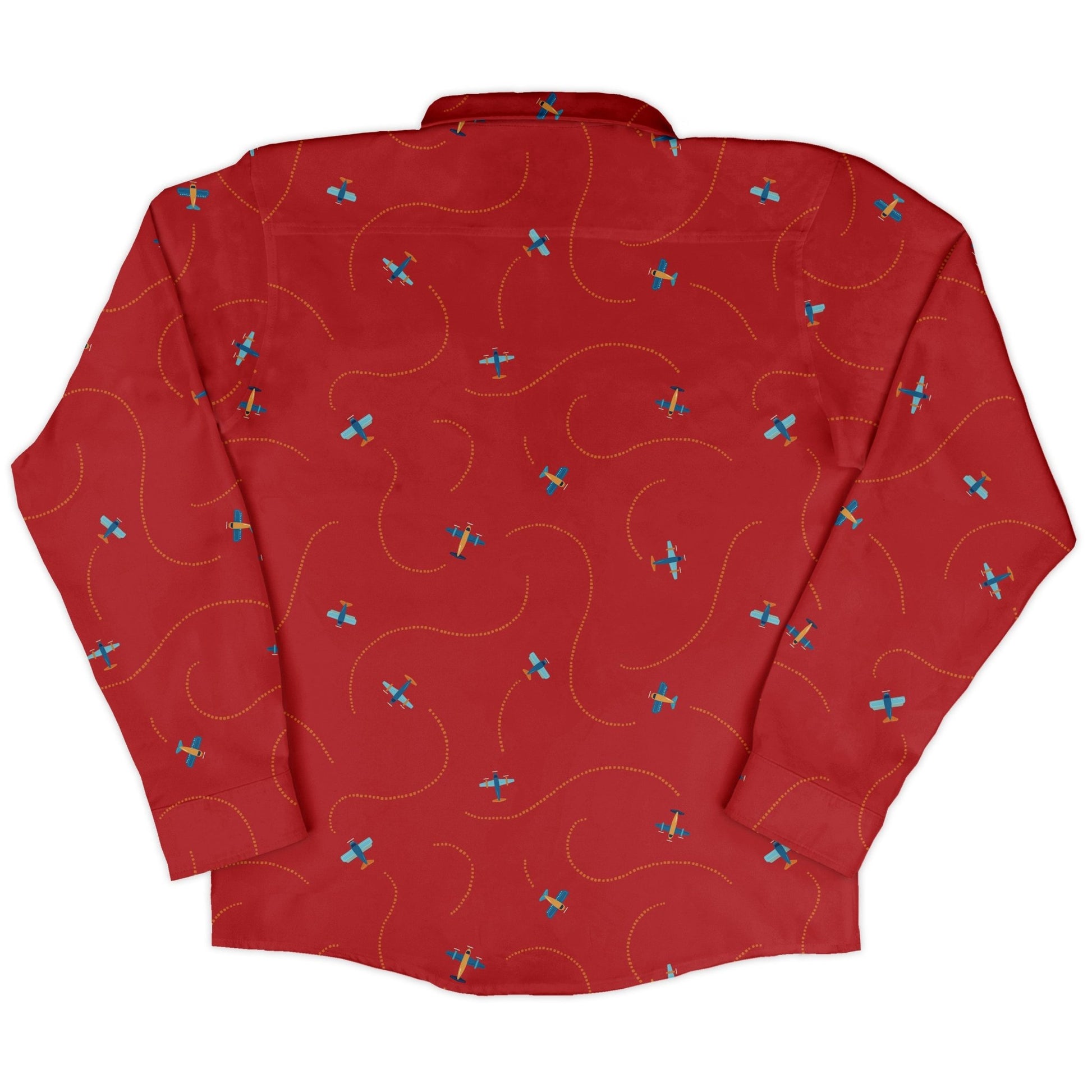 Plane Contrails Long Sleeve Button Up Shirt Geek Nerd adult sizing aviation print Design by Zirkus Design