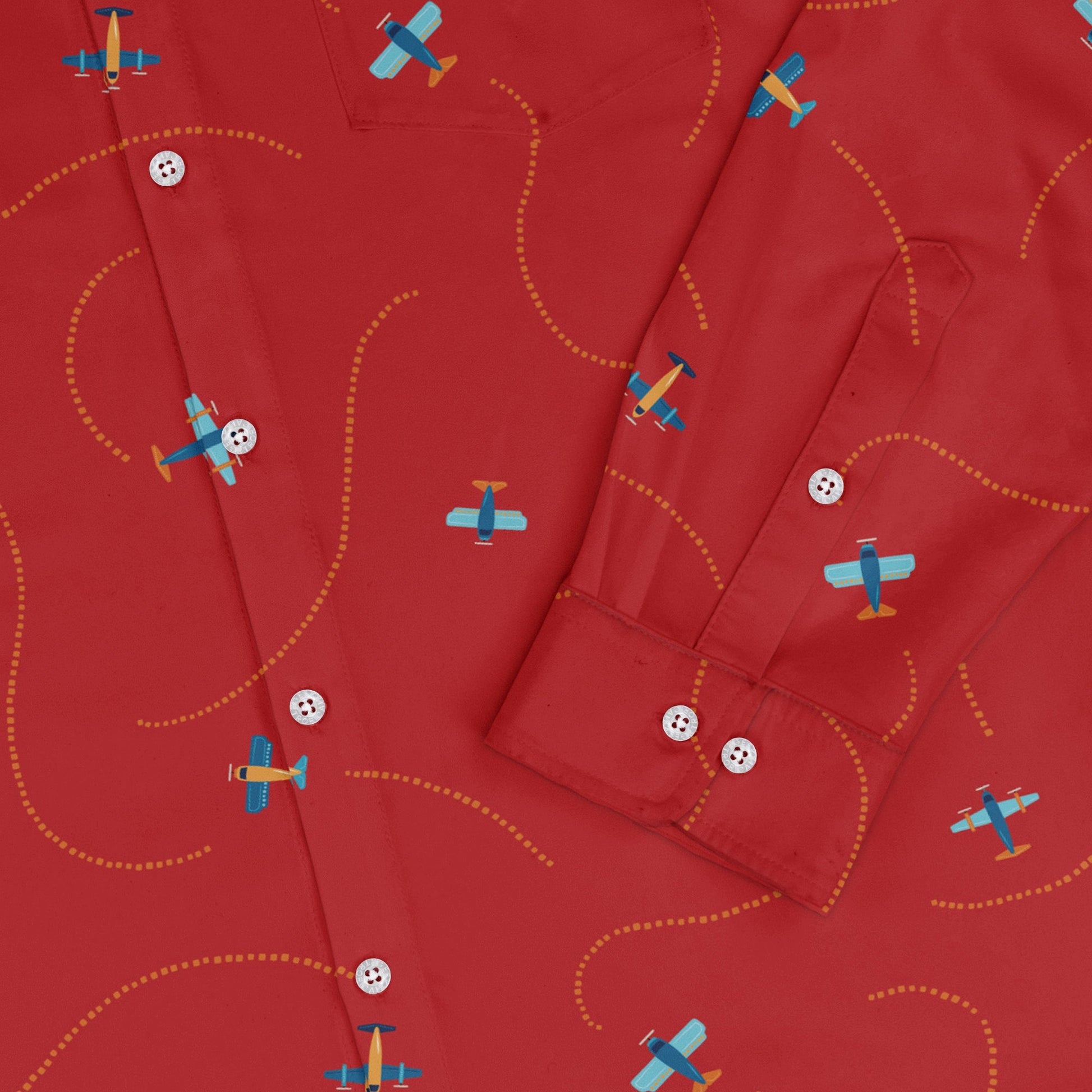 Plane Contrails Long Sleeve Button Up Shirt Geek Nerd adult sizing aviation print Design by Zirkus Design