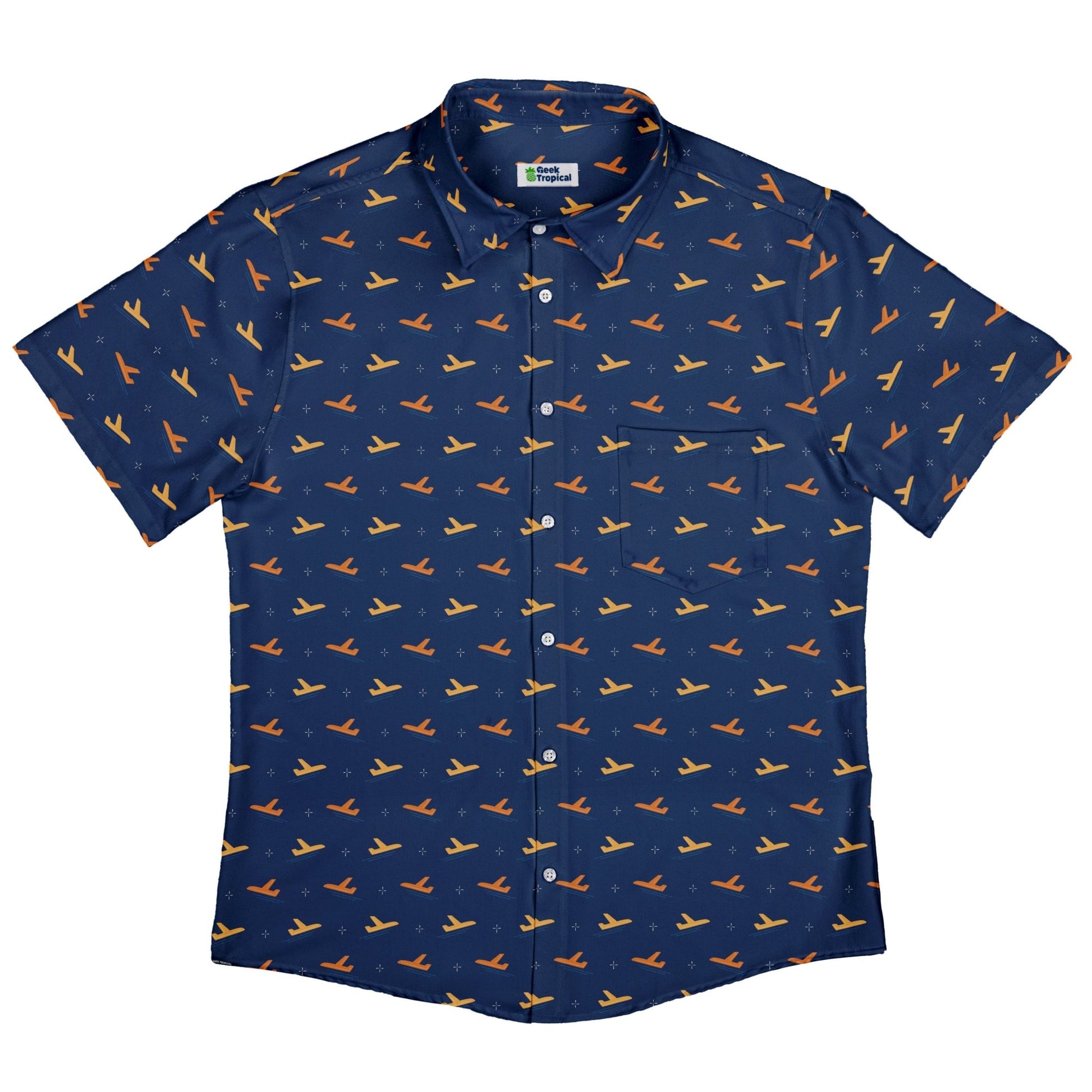 Plane Silhouette Button Up Shirt Geek Nerd adult sizing aviation print Design by Zirkus Design