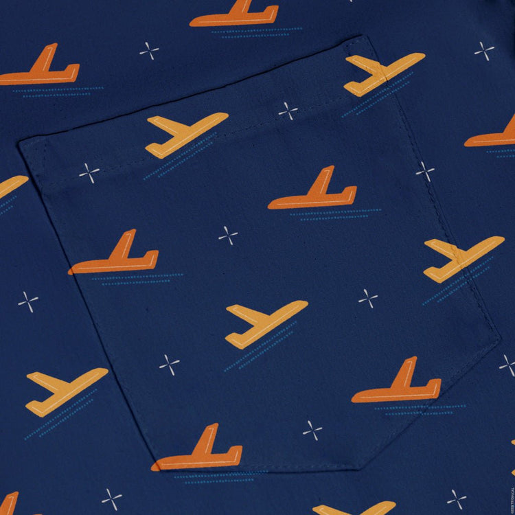 Plane Silhouette Button Up Shirt Geek Nerd adult sizing aviation print Design by Zirkus Design