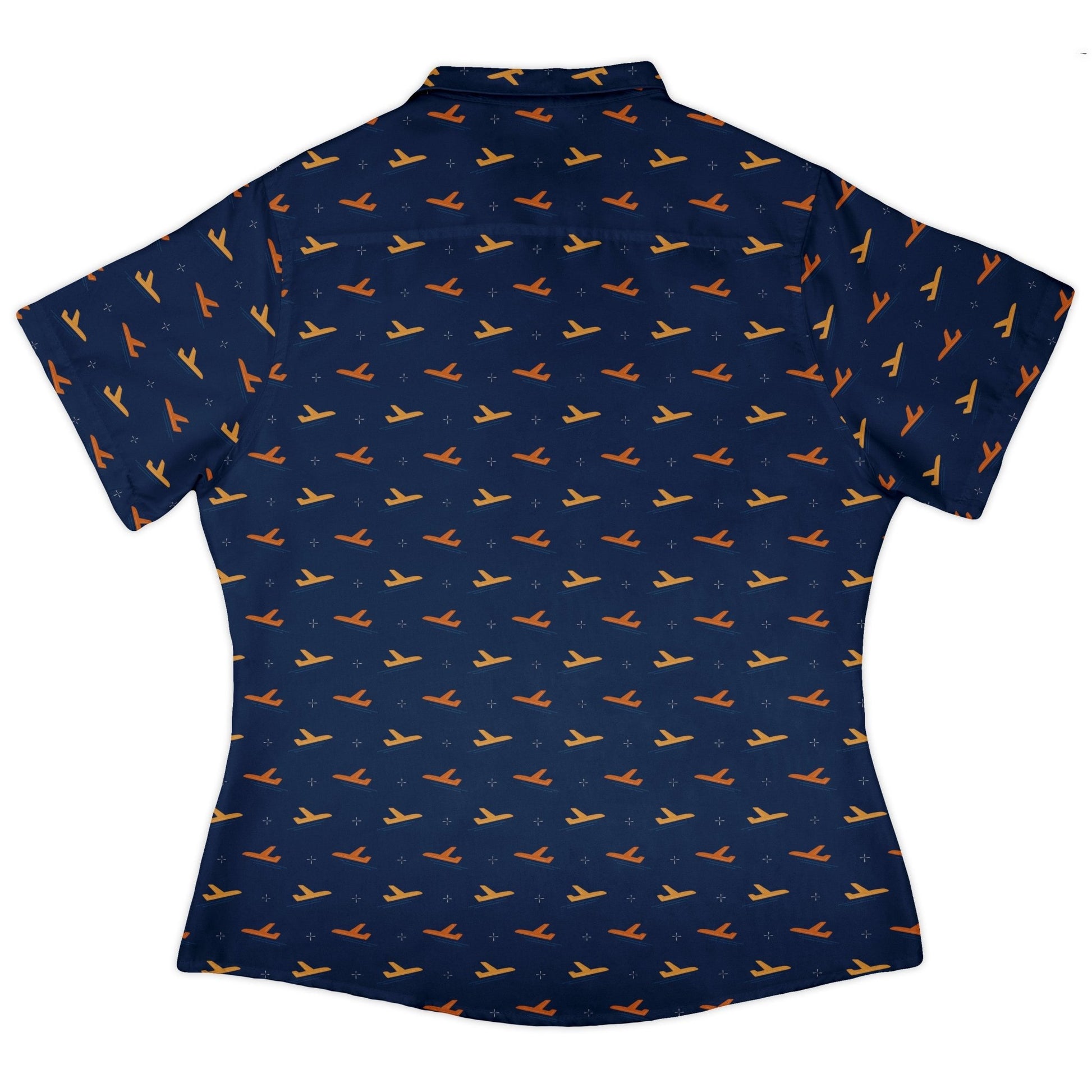 Plane Silhouette Curvy Button Up Shirt Geek Nerd aviation print Design by Zirkus Design q225