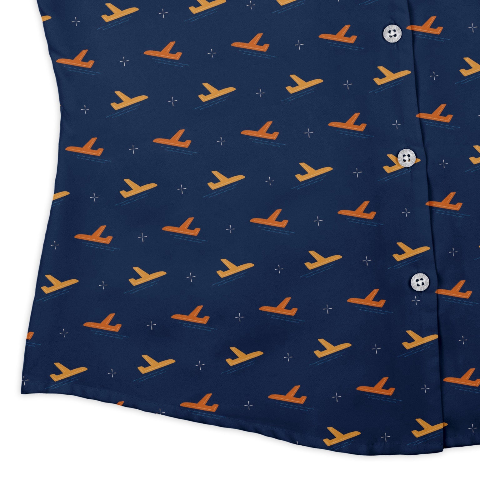Plane Silhouette Curvy Button Up Shirt Geek Nerd aviation print Design by Zirkus Design q225