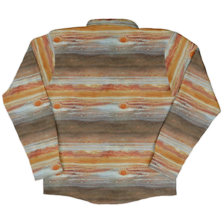 Planet Jupiter Space Long Sleeve Button Up Shirt Geek Nerd adult sizing Designs by Nathan FLOW DESC WRITING