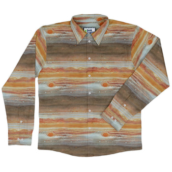 Planet Jupiter Space Long Sleeve Button Up Shirt Geek Nerd adult sizing Designs by Nathan FLOW DESC WRITING
