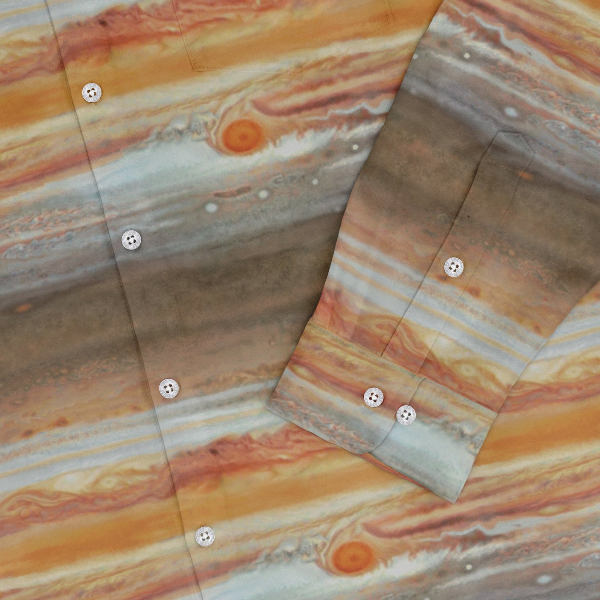 Planet Jupiter Space Long Sleeve Button Up Shirt Geek Nerd adult sizing Designs by Nathan FLOW DESC WRITING