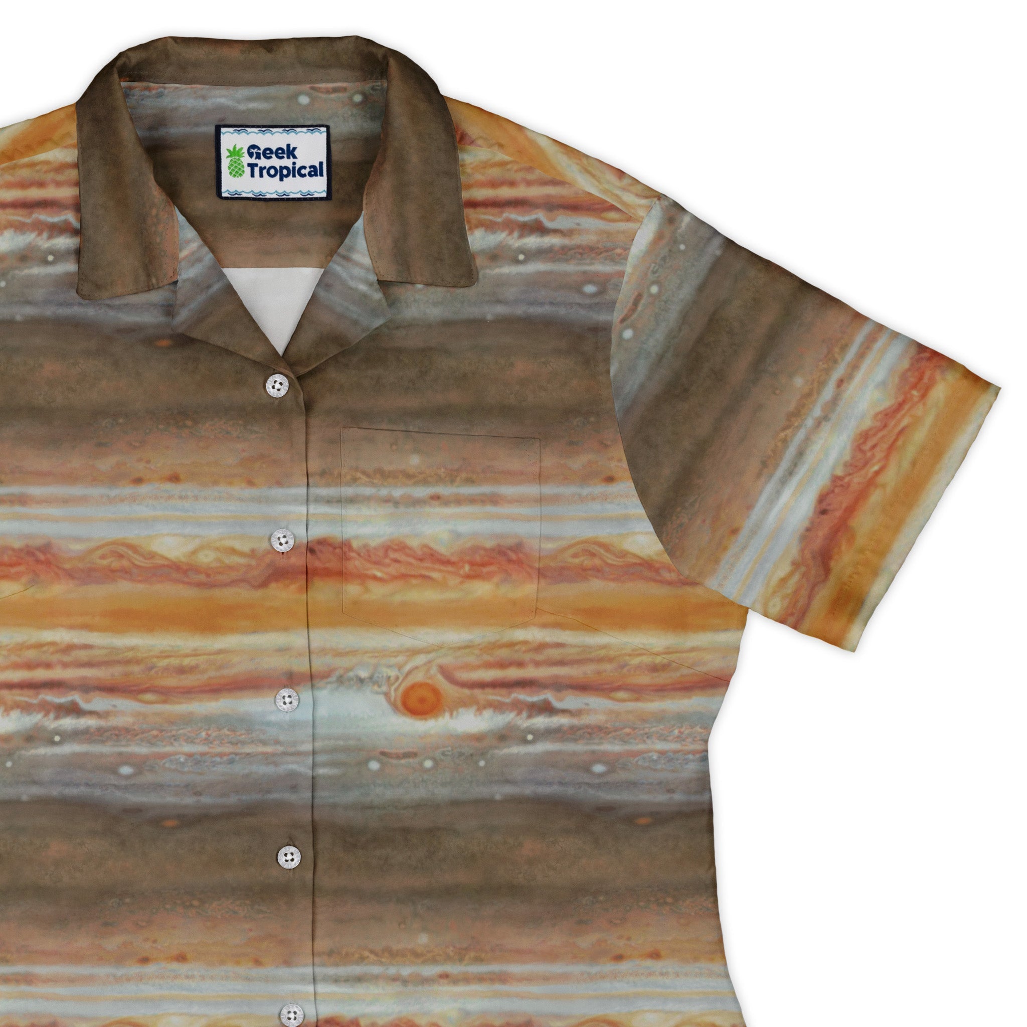 Planet Jupiter Space Curvy Button Up Shirt Geek Nerd Designs by Nathan outer space & astronaut print Q3