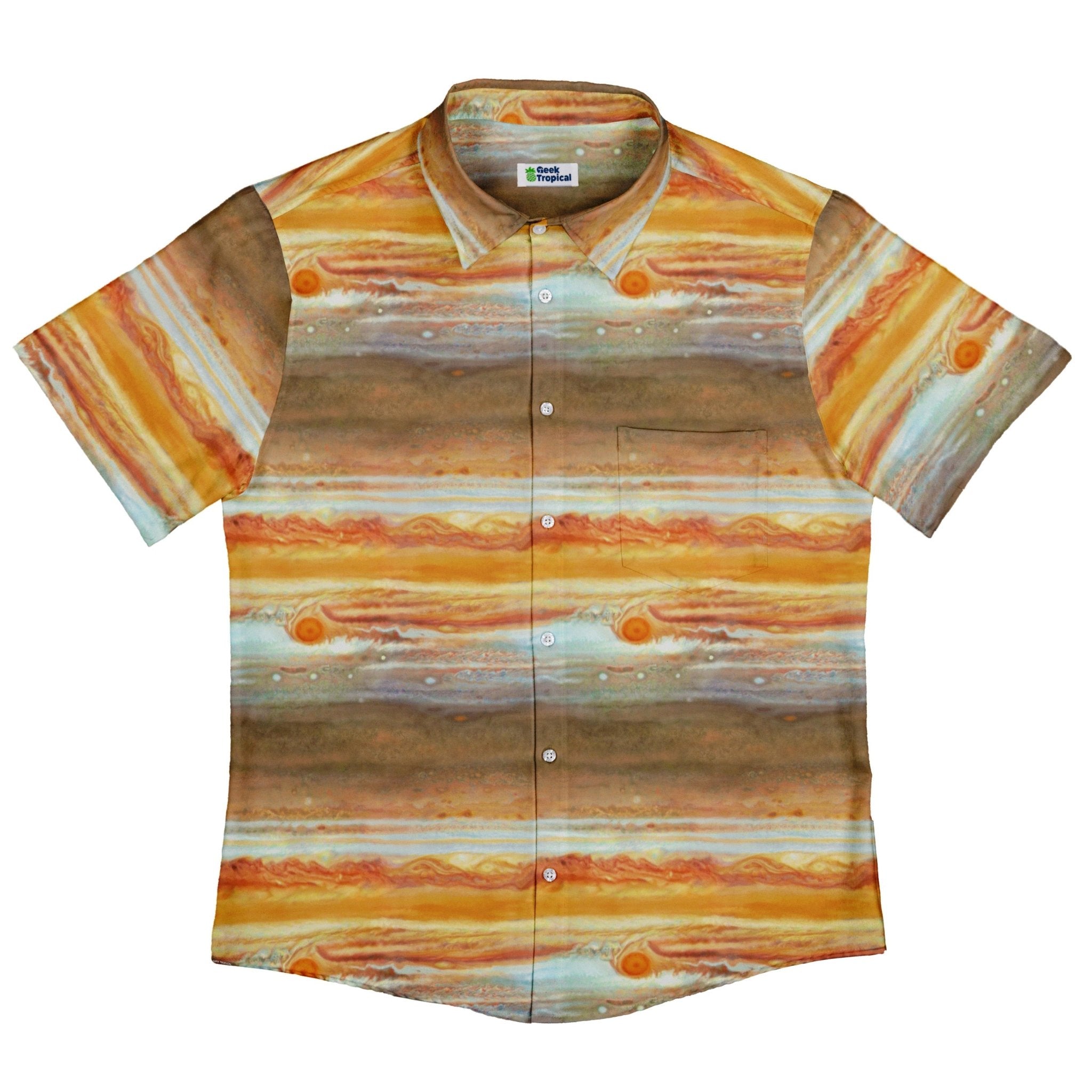 Planet Jupiter Space Button Up Shirt - adult sizing - Designs by Nathan - outer space & astronaut print