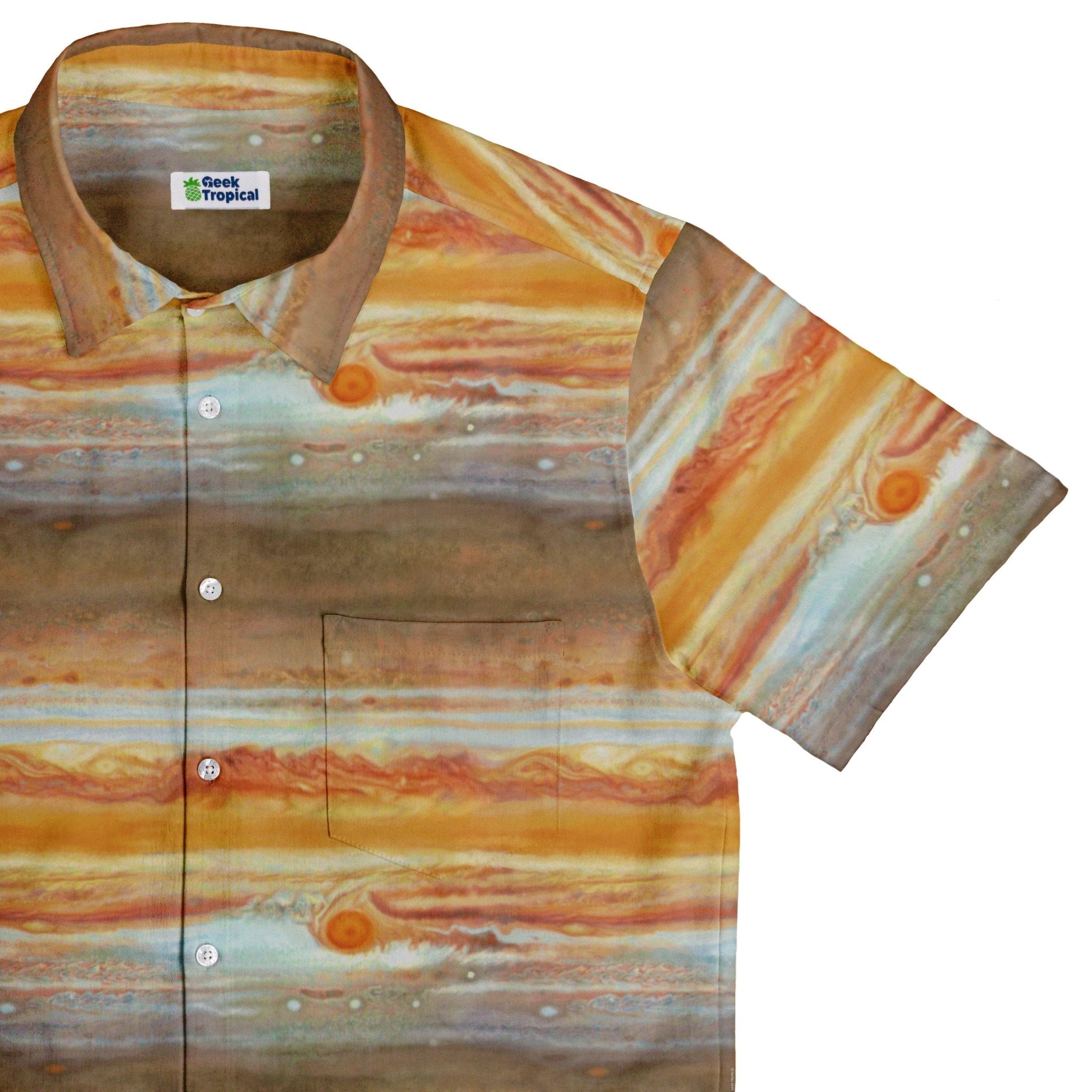 Planet Jupiter Space Button Up Shirt - adult sizing - Designs by Nathan - outer space & astronaut print