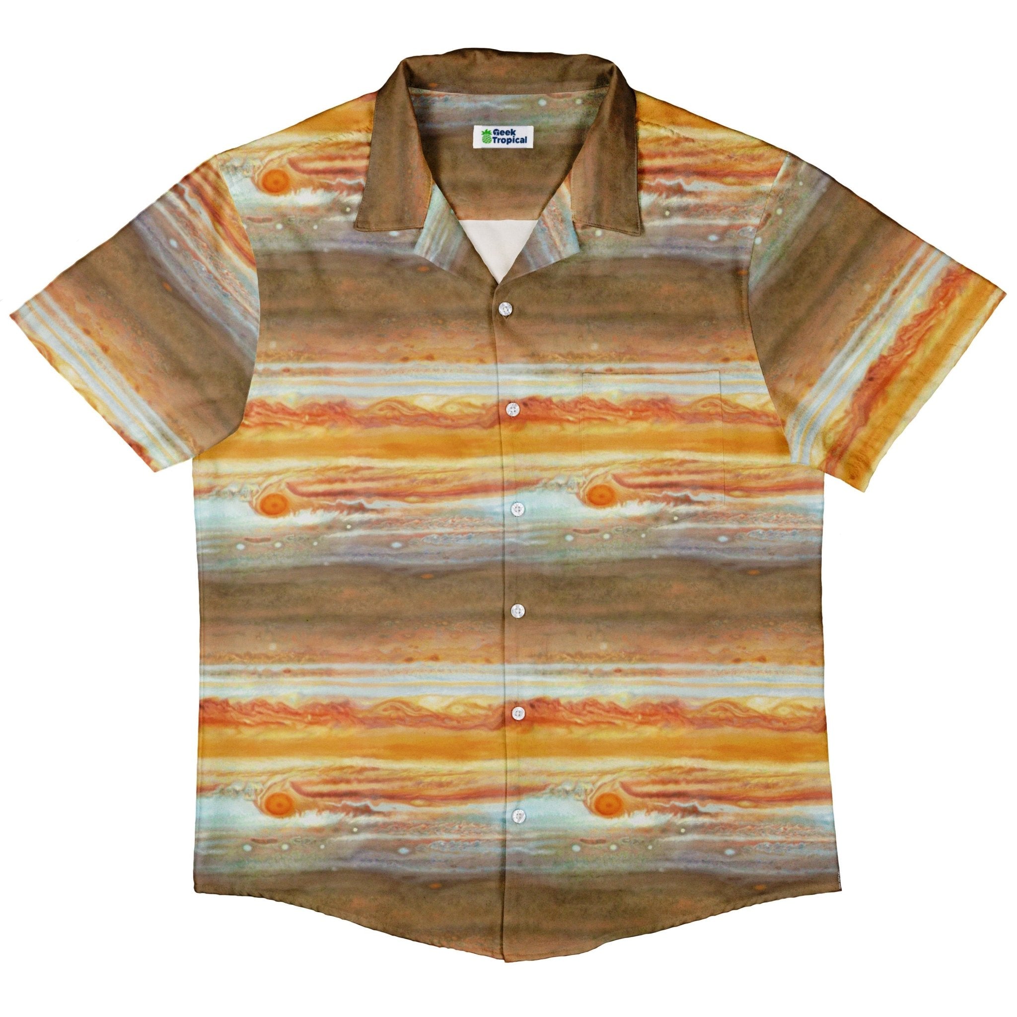 Planet Jupiter Space Button Up Shirt - adult sizing - Designs by Nathan - outer space & astronaut print