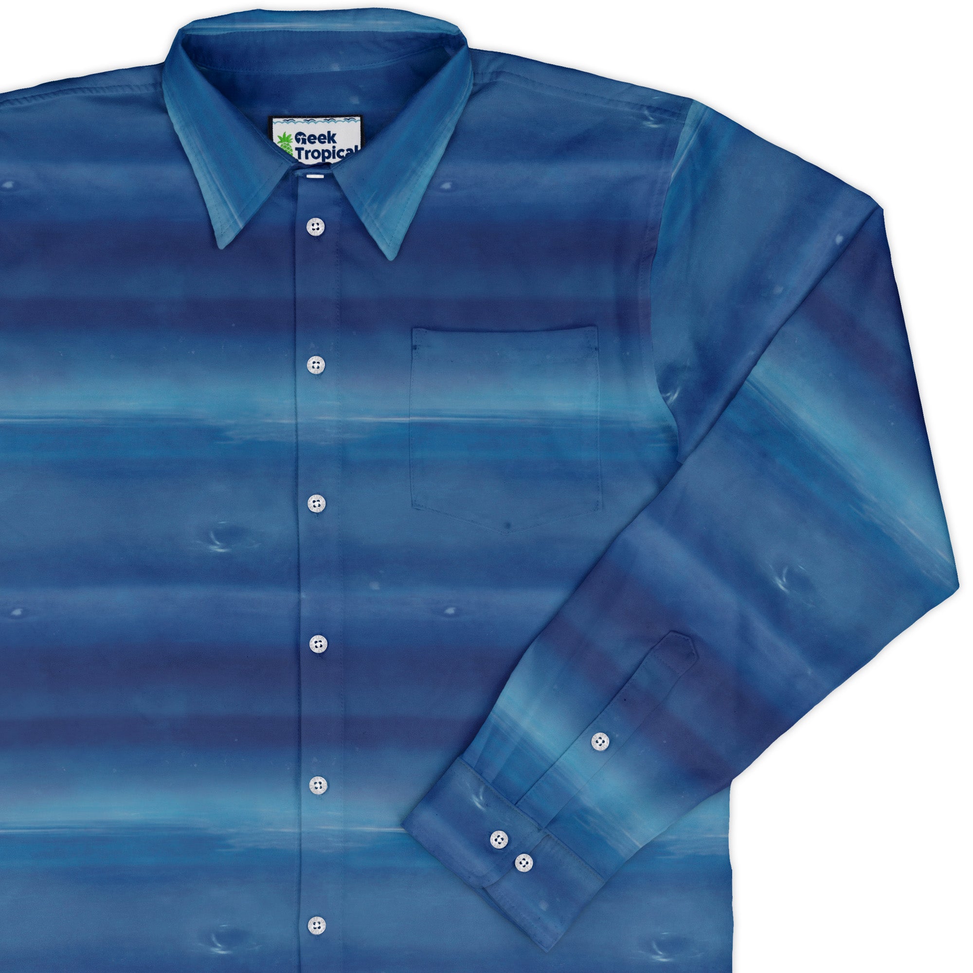 Planet Neptune Space Long Sleeve Button Up Shirt Geek Nerd adult sizing Designs by Nathan FLOW DESC WRITING