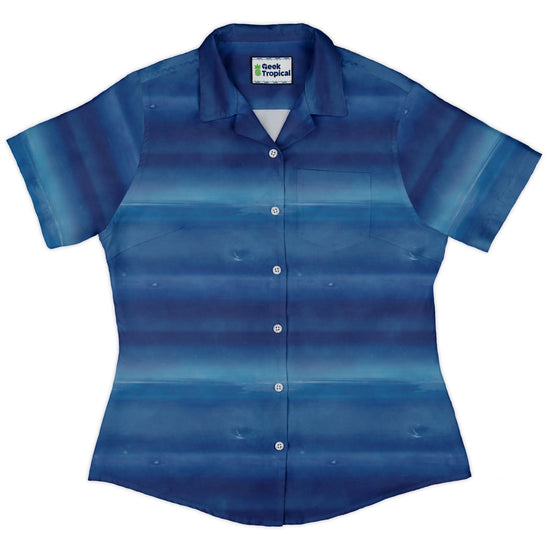 Planet Neptune Space Curvy Button Up Shirt Geek Nerd Designs by Nathan outer space & astronaut print Q3