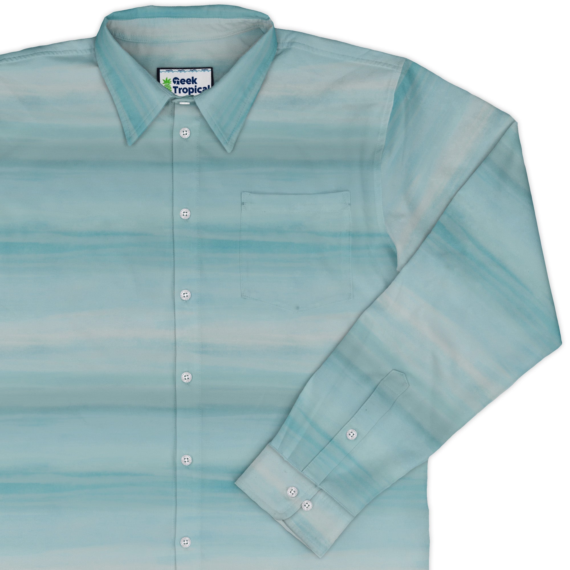 Planet Uranus Space Long Sleeve Button Up Shirt Geek Nerd adult sizing Designs by Nathan FLOW DESC WRITING