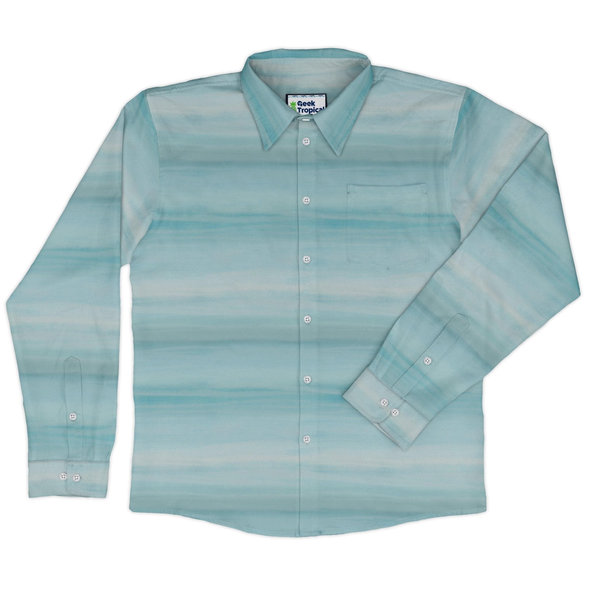 Planet Uranus Space Long Sleeve Button Up Shirt Geek Nerd adult sizing Designs by Nathan FLOW DESC WRITING