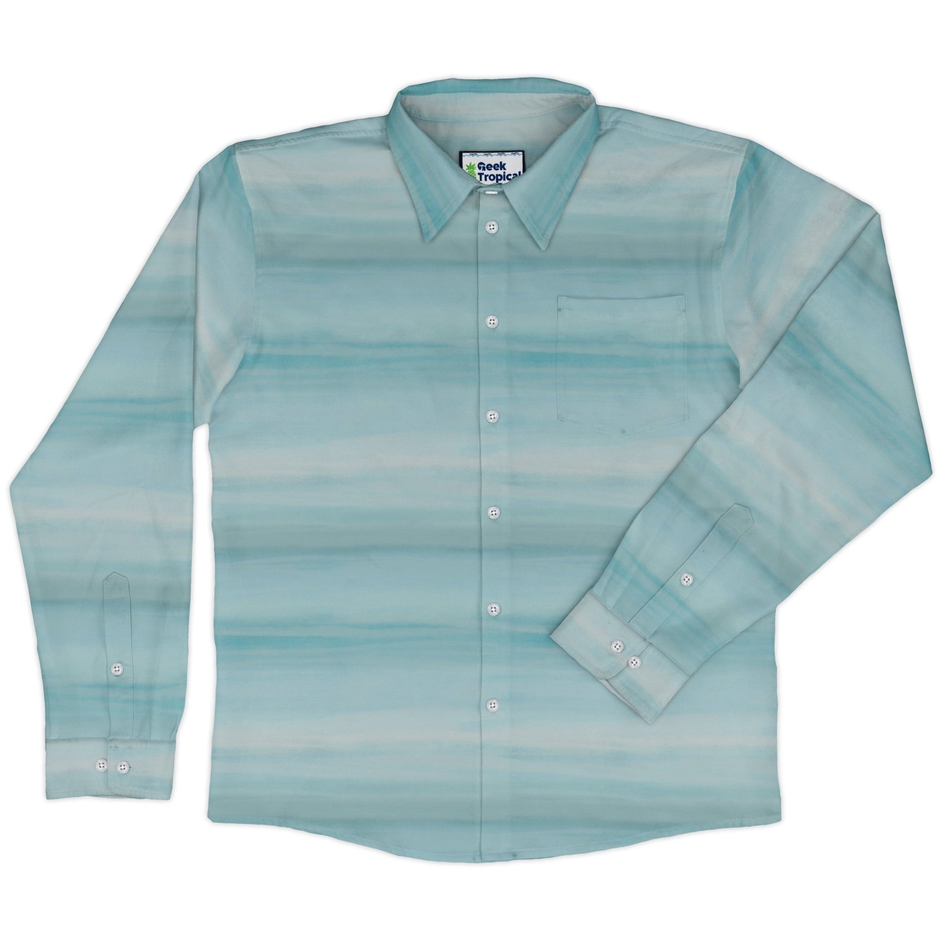 Planet Uranus Space Long Sleeve Button Up Shirt Geek Nerd adult sizing Designs by Nathan FLOW DESC WRITING