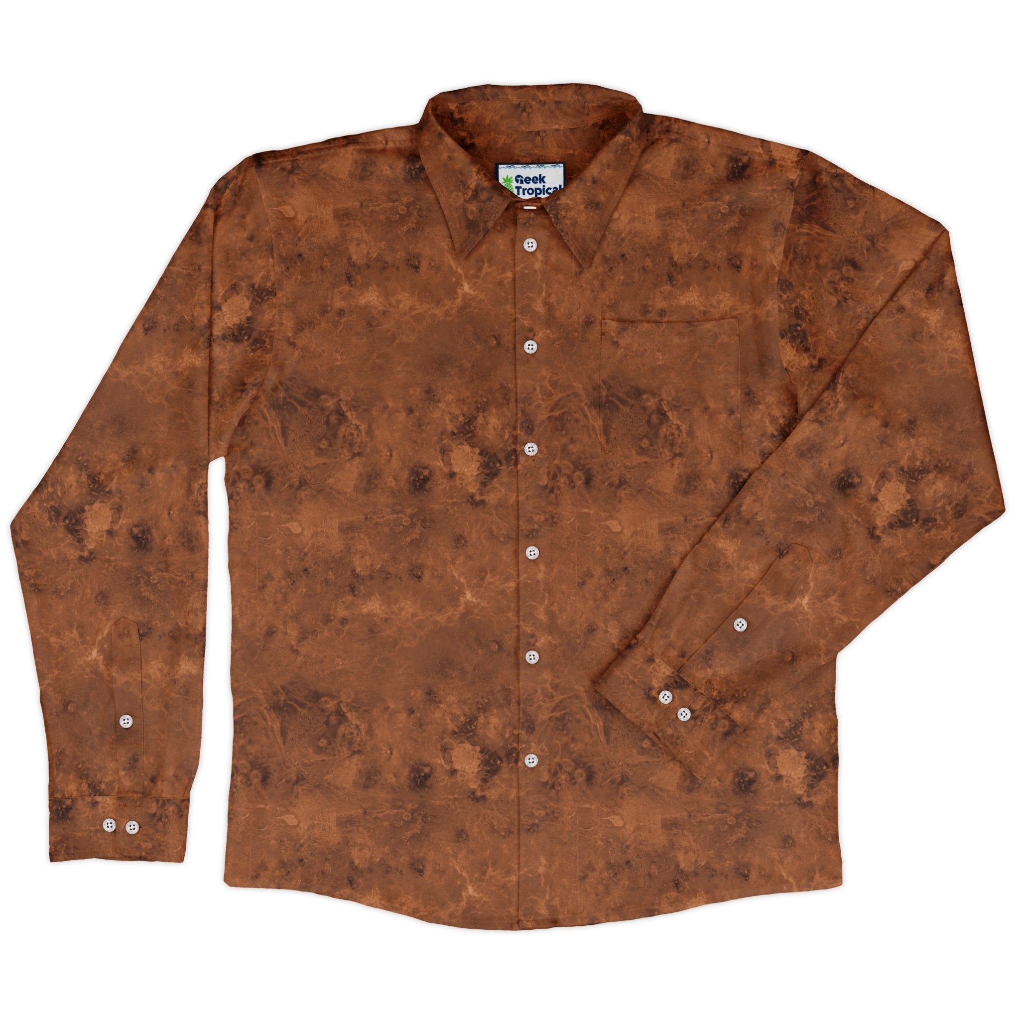 Planet Venus Space Long Sleeve Button Up Shirt Geek Nerd adult sizing Designs by Nathan FLOW DESC WRITING