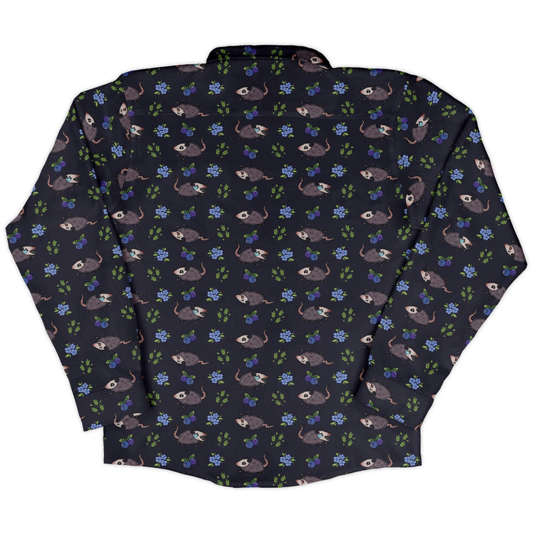 Playing Possum Long Sleeve Button Up Shirt Geek Nerd 0925 adult sizing All Adult Button Up Shirts