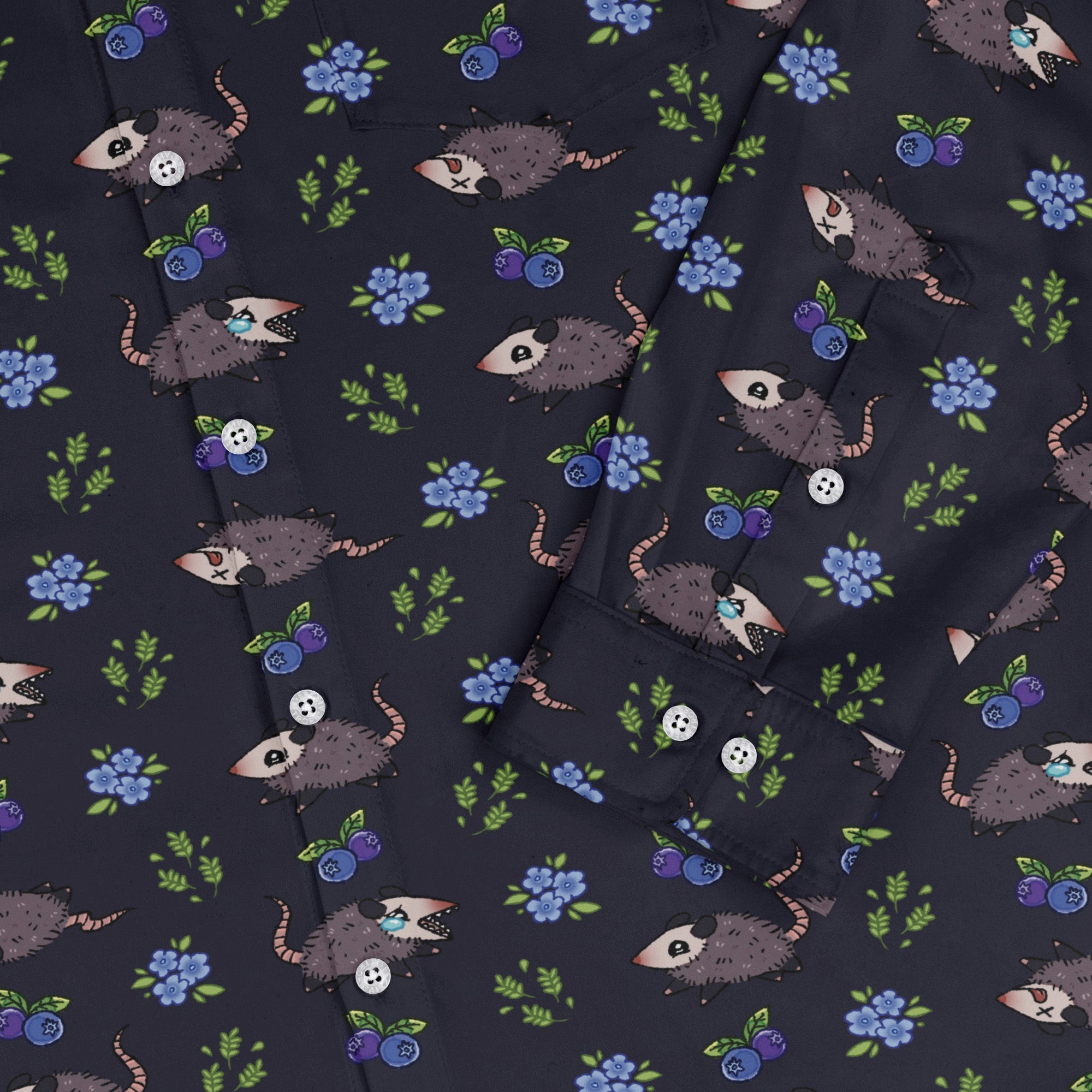 Playing Possum Long Sleeve Button Up Shirt Geek Nerd 0925 adult sizing All Adult Button Up Shirts