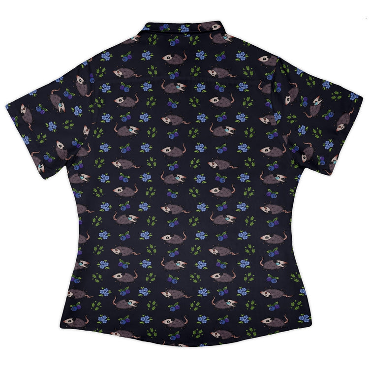 Playing Possum Curvy Button Up Shirt Geek Nerd 0925 All Adult Button Up Shirts Animal Patterns