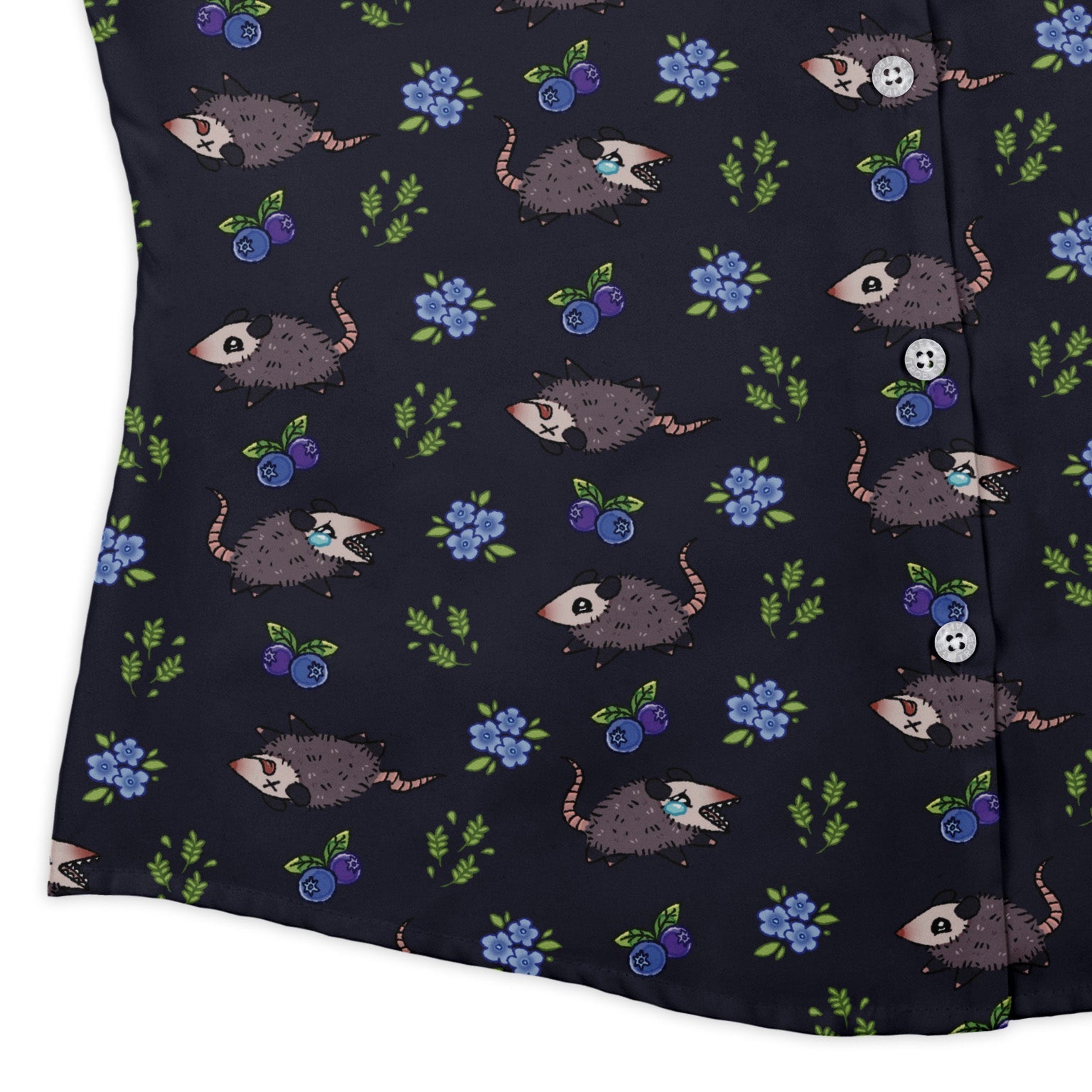 Playing Possum Curvy Button Up Shirt Geek Nerd 0925 All Adult Button Up Shirts Animal Patterns