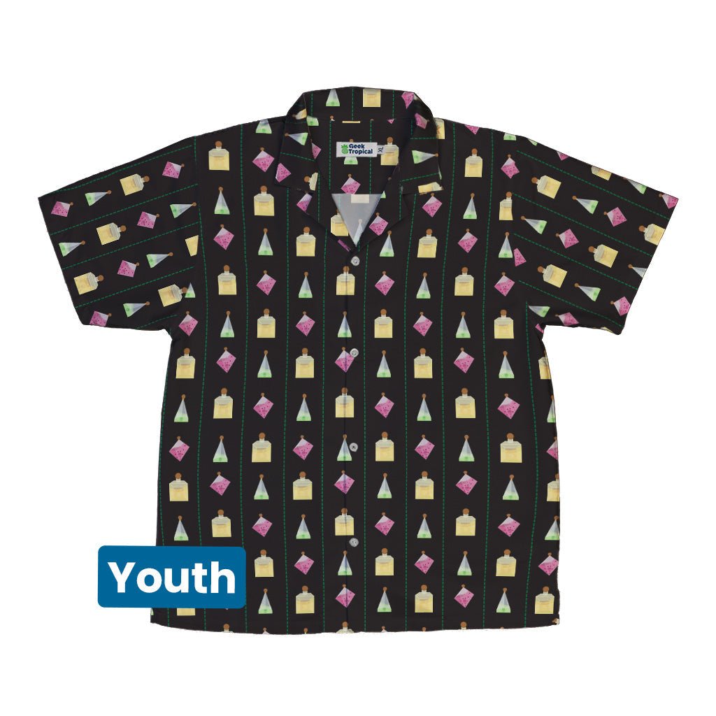 Poison Dice Elixirs Dnd Youth Hawaiian Shirt - Design by Heather Davenport - dnd & rpg print - Q3