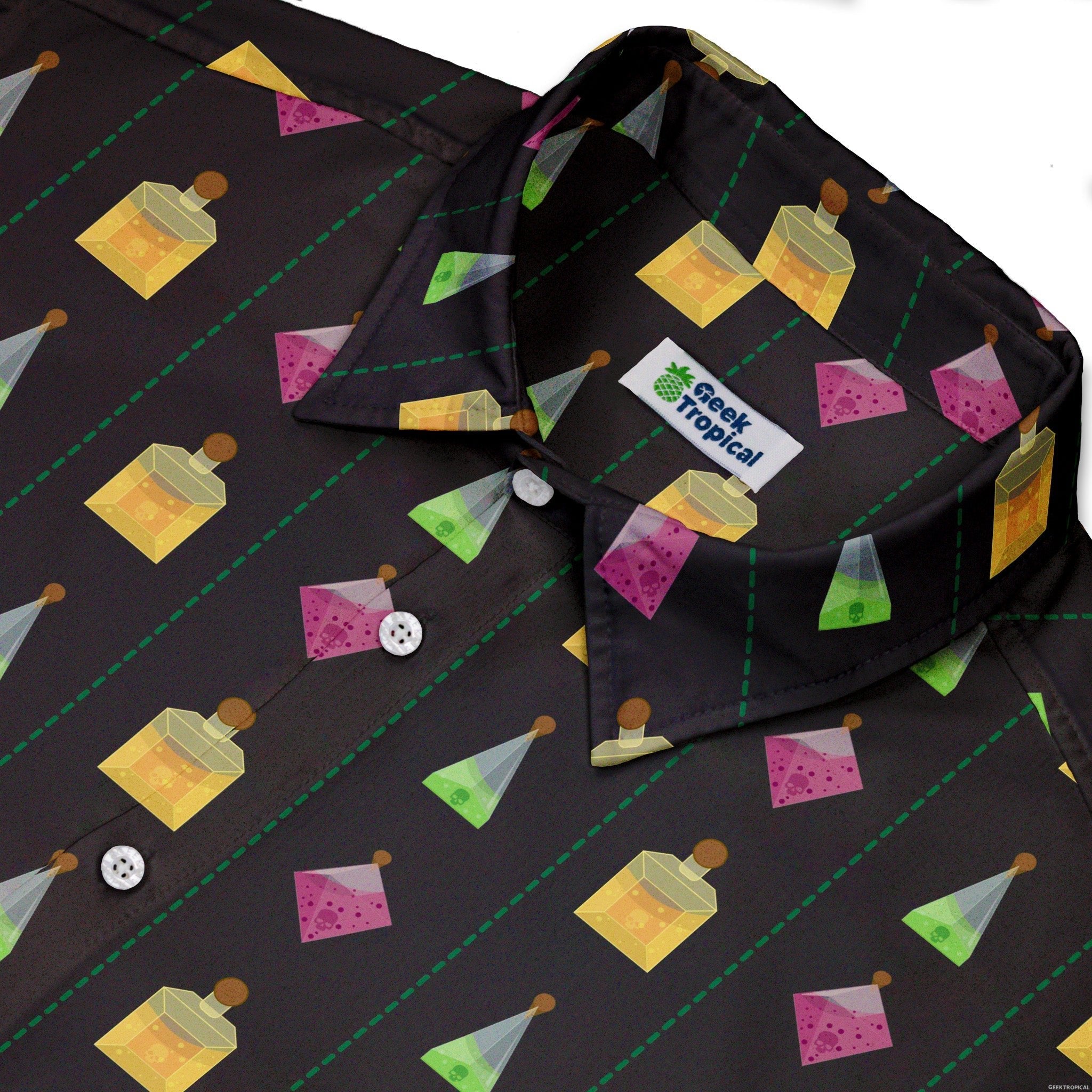 Poison Dice Elixirs Dnd Button Up Shirt - adult sizing - Design by Heather Davenport - dnd & rpg print