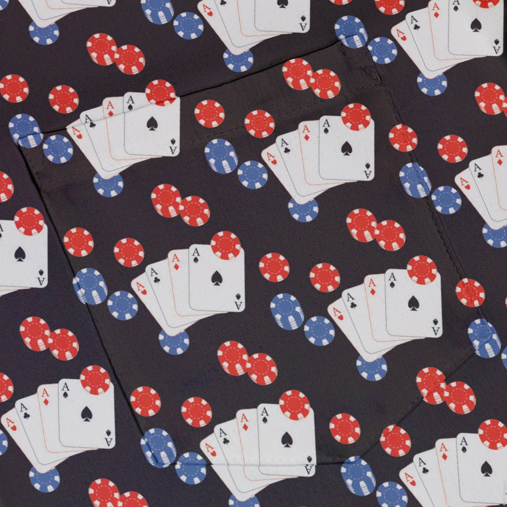 Poker Cards and Chips Button Up Shirt - adult sizing - board game print - Design by Heather Davenport