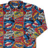 Pop Art Comic Book Red Long Sleeve Button Up Shirt Geek Nerd adult sizing FLOW DESC WRITING